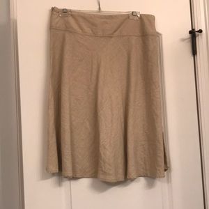 Tan linen below the knee skirt
